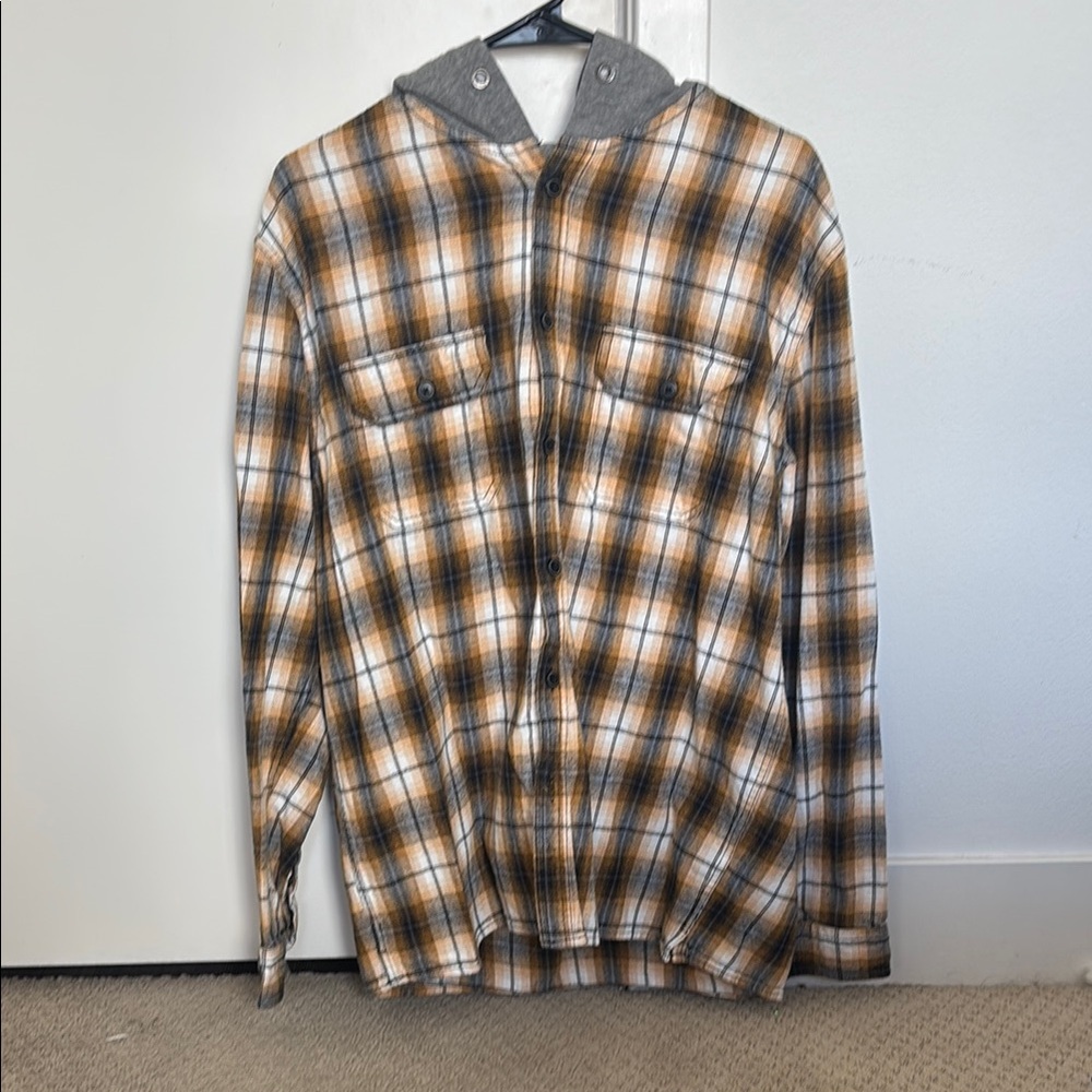Aeropostale Plaid Hooded Flannel Shirt